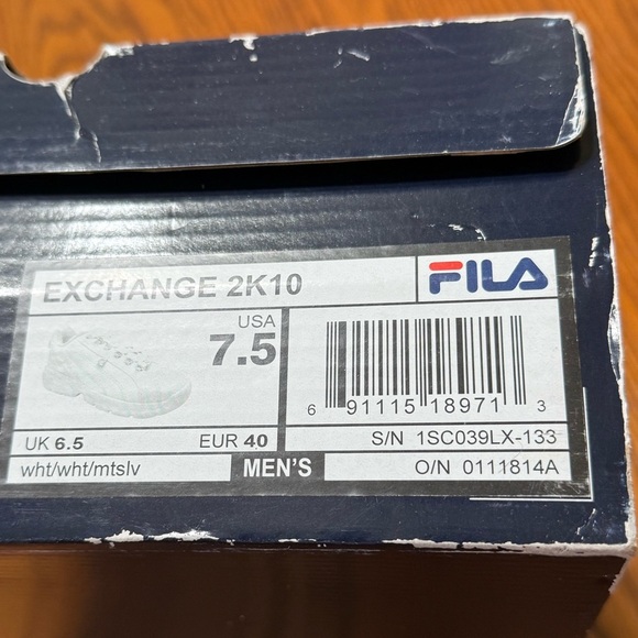Fila Exchange 2K10 Sneakers White and Silver Men's Size 7.5 - Picture 9 of 9